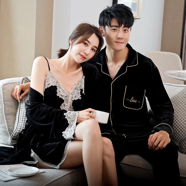Soft Couple Velvet Pajamas Suit Autumn New Nightwear Velour 2PCS Shirt&Pants Sleepwear Lovers Intimate Lingerie Home Clothes, Women black6
Soft Couple Velvet Pajamas Suit Autumn New Nightwear Velour 2PCS Shirt&Pants Sleepwear Lovers Intimate Lingerie Home Clothes, Women black6