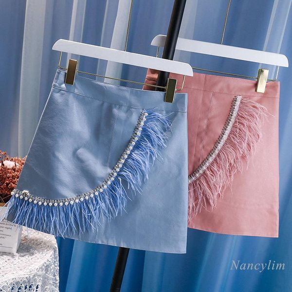 high waist leather skirt women short mini skirt beaded diamond feather slim package hip pu leather skirts autumn 2020 women, Black
high waist leather skirt women short mini skirt beaded diamond feather slim package hip pu leather skirts autumn 2020 women, Black