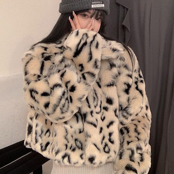 zoki fashion leopard women mink faux fur short coat winter warm cotton loose fluffy jacket turn down collar thick lady clothes, Black
zoki fashion leopard women mink faux fur short coat winter warm cotton loose fluffy jacket turn down collar thick lady clothes, Black