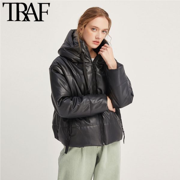 traf women vintage warm winter faux leather jacket padded coat fashion long sleeve zip pockets drawstring pu outerwear chic lj201126, Black
traf women vintage warm winter faux leather jacket padded coat fashion long sleeve zip pockets drawstring pu outerwear chic lj201126, Black