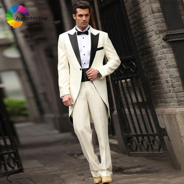 men's suits & blazers italian ivory men tailcoat wedding groom wear evening party blazer slim fit formal tuxedos man prom 3 pieces, White;black
men's suits & blazers italian ivory men tailcoat wedding groom wear evening party blazer slim fit formal tuxedos man prom 3 pieces, White;black