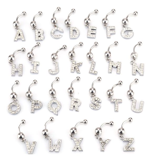 hypoallergenic cz alphabet initial belly button rings shining crystal a-z letter navel piercing ring, Silver
hypoallergenic cz alphabet initial belly button rings shining crystal a-z letter navel piercing ring, Silver
