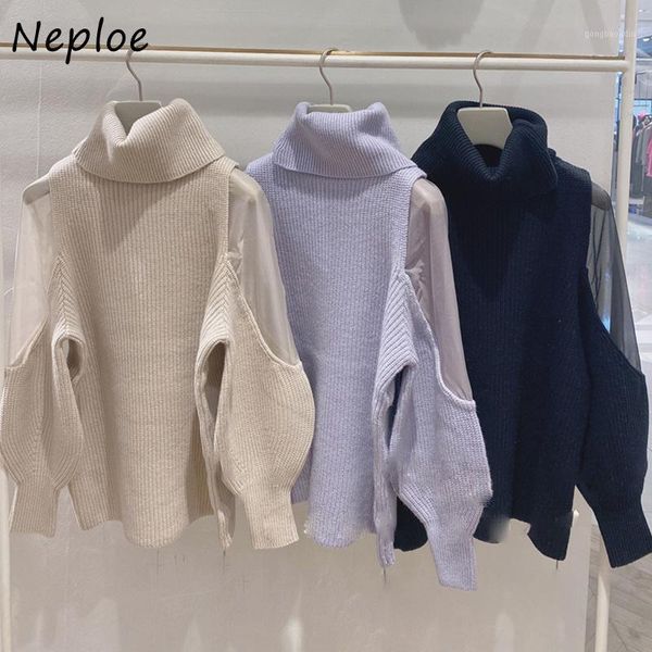 neploe shoulder strapless mesh patchwork pullovers autumn winter new knitted women sweaters office lady turtleneck coat1, White;black
neploe shoulder strapless mesh patchwork pullovers autumn winter new knitted women sweaters office lady turtleneck coat1, White;black