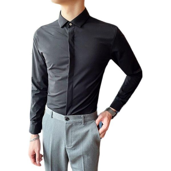 men's dress shirts spring 2021 dark placket solid color slim long sleeve shirt men brown time limited, White;black
men's dress shirts spring 2021 dark placket solid color slim long sleeve shirt men brown time limited, White;black