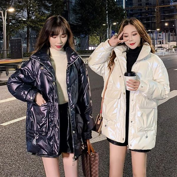 pinghu winter down jacket women 2020 new korean medium length standing collar bright white duck down loose casual coat, Black
pinghu winter down jacket women 2020 new korean medium length standing collar bright white duck down loose casual coat, Black