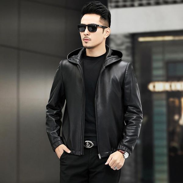 men's leather & faux haining qiu dong season sheepskin sidekicks male urban hooded casual jacket lapel decoration, Black
men's leather & faux haining qiu dong season sheepskin sidekicks male urban hooded casual jacket lapel decoration, Black