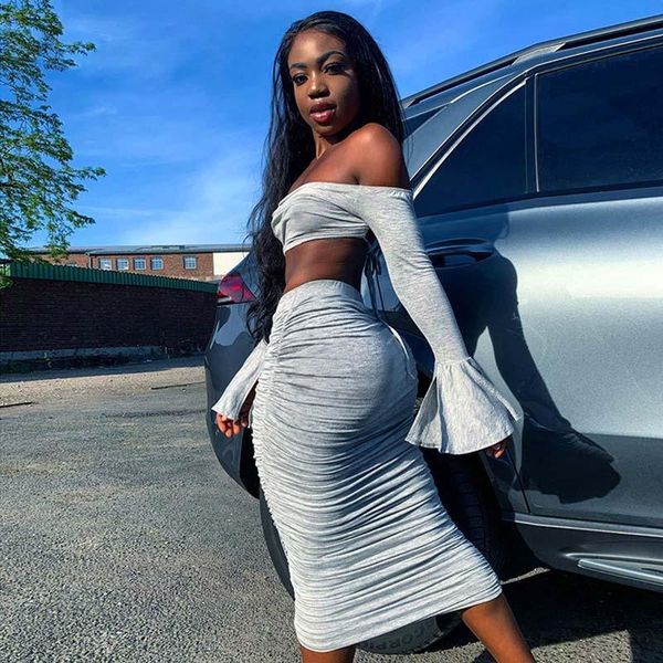 backless club ruched women two piece sets off shoulder flare long sleeve party crop and skirt outfits fashion, Gray
backless club ruched women two piece sets off shoulder flare long sleeve party crop and skirt outfits fashion, Gray