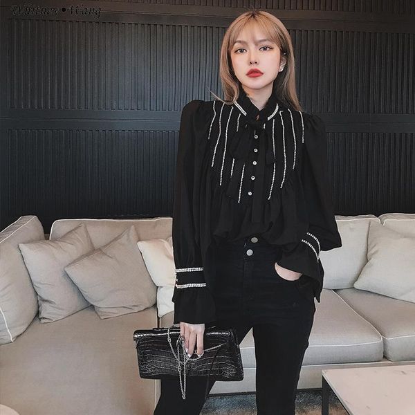 whitney wang 2020 autumn fashion vintge style bling bling diamonds bow blouse women blusas lady shirt, White
whitney wang 2020 autumn fashion vintge style bling bling diamonds bow blouse women blusas lady shirt, White
