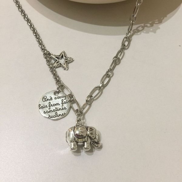 autumn and winter new necklace letter round card star necklace fashion attracting money elephant retro long chain, Silver
autumn and winter new necklace letter round card star necklace fashion attracting money elephant retro long chain, Silver