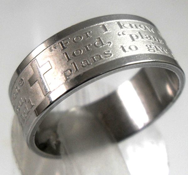high end etch lord's prayer "for i know the plans..jeremiah 29:11" english bible cross stainless steel rings wholesale fashio, Silver
high end etch lord's prayer "for i know the plans..jeremiah 29:11" english bible cross stainless steel rings wholesale fashio, Silver