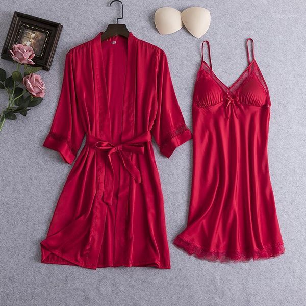 women's sleepwear red women robe set satin 2pcs lace nighty&robe intimate lingerie nightgown kimono bathrobe gown nightwear1, Black;red
women's sleepwear red women robe set satin 2pcs lace nighty&robe intimate lingerie nightgown kimono bathrobe gown nightwear1, Black;red