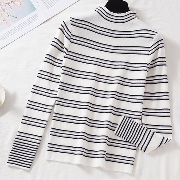long sleeve knitted warm sweater shirt women pullover 2021 korean oversize o neck elasticity slim fit striped casual clothes, White;black
long sleeve knitted warm sweater shirt women pullover 2021 korean oversize o neck elasticity slim fit striped casual clothes, White;black