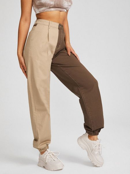 color block jogger jeans 2043#, Blue 
color block jogger jeans 2043#, Blue