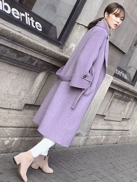 double sided cashmere women's middle long new loose heben style high end woolen coat in autumn and winter 2020, Black
double sided cashmere women's middle long new loose heben style high end woolen coat in autumn and winter 2020, Black