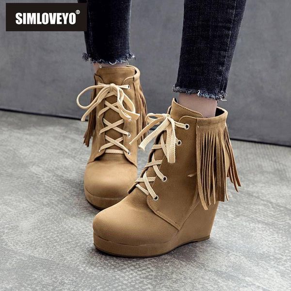 boots simloveyo shoes women ankle wedge tassel lace up cross tied round toe suede leather black botas feminino b1468
boots simloveyo shoes women ankle wedge tassel lace up cross tied round toe suede leather black botas feminino b1468