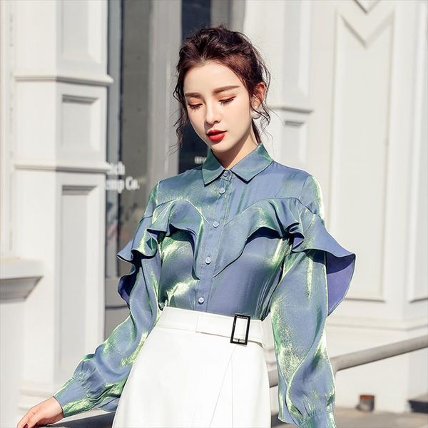 2021 spring girls reflecting satin ruffles blouses shirts tees female full sleeve fairy blouses for women, White
2021 spring girls reflecting satin ruffles blouses shirts tees female full sleeve fairy blouses for women, White