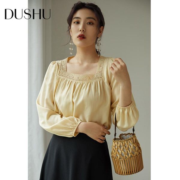 dushu yellow lace patchwork vitnage blouse shirt women long sleeve pleated elegant shirt female elegant office plus size, White
dushu yellow lace patchwork vitnage blouse shirt women long sleeve pleated elegant shirt female elegant office plus size, White