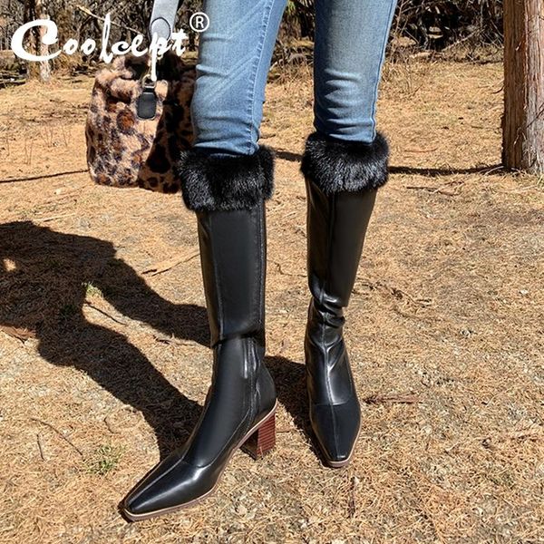 boots coolcept women knee winter warm shoes high heel fashion party zipper footwear size 33-43, Black
boots coolcept women knee winter warm shoes high heel fashion party zipper footwear size 33-43, Black