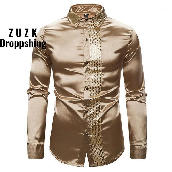 zuzk new shiny gold sequin patchwork silk dress shirt mens club dj party shirt prom glitter chemise1, White;black
zuzk new shiny gold sequin patchwork silk dress shirt mens club dj party shirt prom glitter chemise1, White;black