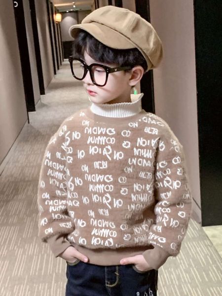 2021 new plush winter base coat fashion middle school children's foreign sle letter high collar pullover, Black
2021 new plush winter base coat fashion middle school children's foreign sle letter high collar pullover, Black