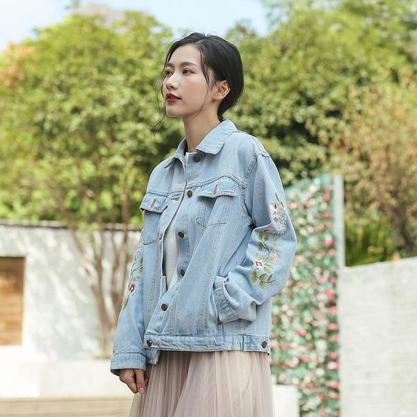 women's jackets johnature women embroidery denim coats 2021 autumn korean fashion loose pockets full sleeve blue vintage, Black;brown
women's jackets johnature women embroidery denim coats 2021 autumn korean fashion loose pockets full sleeve blue vintage, Black;brown