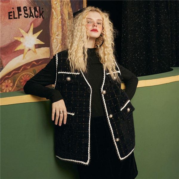elfsack black double chic button casual women all-match jackets,2020 autumn elf vintage sleeveless korean ladies daily coat, Black;brown
elfsack black double chic button casual women all-match jackets,2020 autumn elf vintage sleeveless korean ladies daily coat, Black;brown
