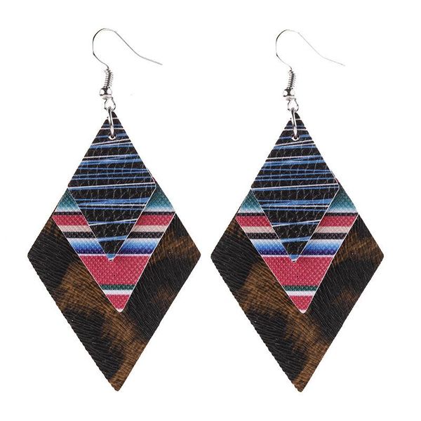 2021 new trendy designer striated rhombic three layers leather multicolor drop earrings for women, Silver
2021 new trendy designer striated rhombic three layers leather multicolor drop earrings for women, Silver
