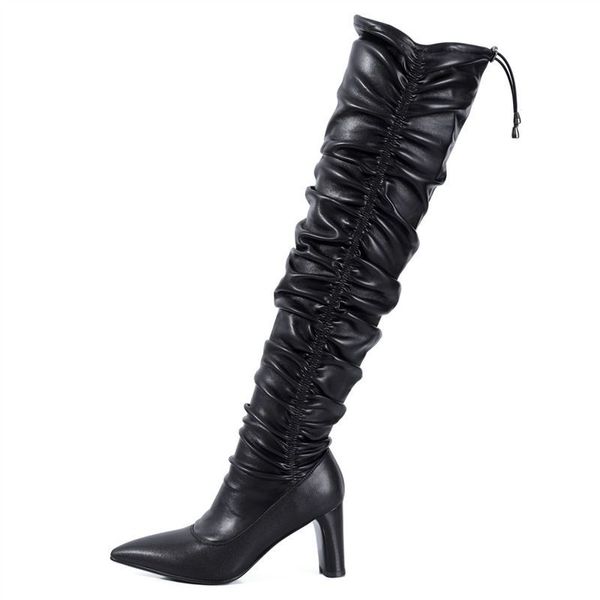 2020 new arrival genuine leather boots pleated over the knee boots women high heels thigh high boots party club shoes, Black
2020 new arrival genuine leather boots pleated over the knee boots women high heels thigh high boots party club shoes, Black