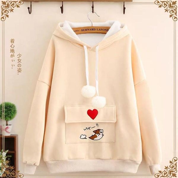 women's hoodies & sweatshirts women winter sweatshirt velvet hooded female cute tide student kawaii thickened hoody love puppy loose al, Black
women's hoodies & sweatshirts women winter sweatshirt velvet hooded female cute tide student kawaii thickened hoody love puppy loose al, Black