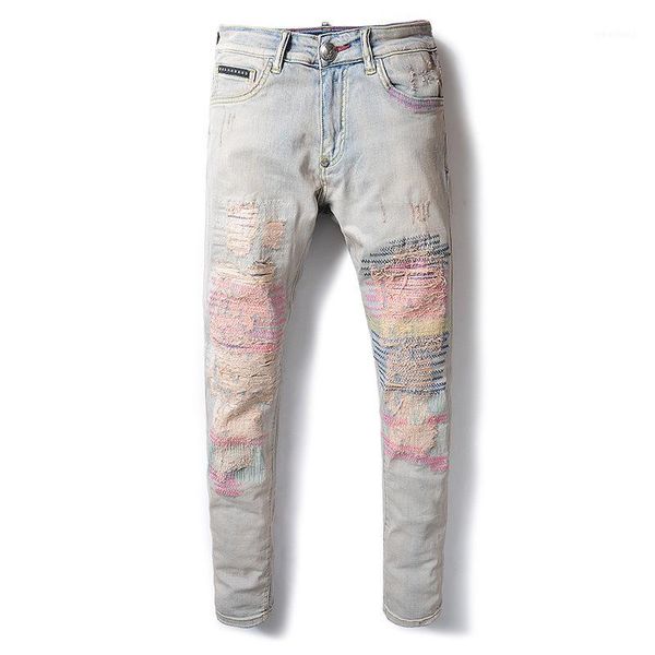 men's jeans summer men's thin section feet slim straight retro embroidery hole denim pants streetwear ripped for men1, Blue
men's jeans summer men's thin section feet slim straight retro embroidery hole denim pants streetwear ripped for men1, Blue