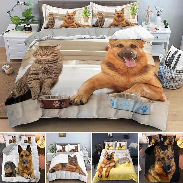 german shepherd with cat duvet cover single king animal luxury dog bedding set for kids euro size bedcloth
german shepherd with cat duvet cover single king animal luxury dog bedding set for kids euro size bedcloth