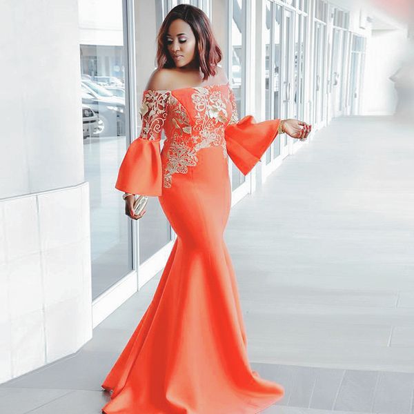 aso ebi 2021 elegant orange mermaid evening dresses long poet sleeves bateau neckline appliques gold lace full length prom party gowns, Black;red
aso ebi 2021 elegant orange mermaid evening dresses long poet sleeves bateau neckline appliques gold lace full length prom party gowns, Black;red