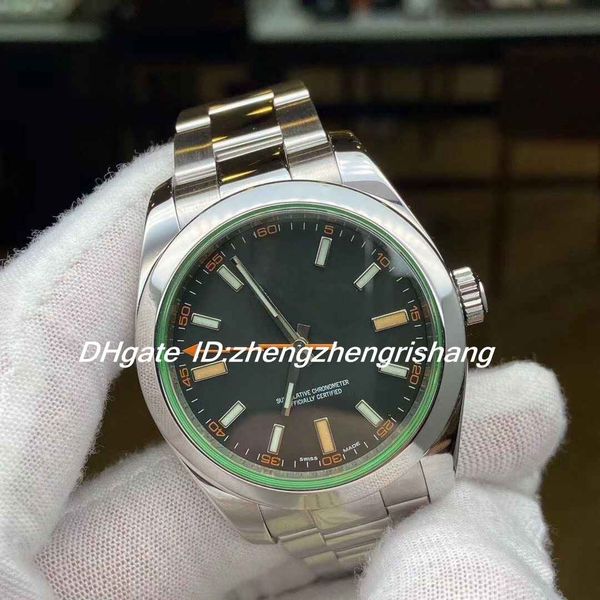 men's 40mm green crystal orange hand black dial watch 116400gv 116400 mens oyster bracelet watch white dial automatic men watc, Slivery;brown
men's 40mm green crystal orange hand black dial watch 116400gv 116400 mens oyster bracelet watch white dial automatic men watc, Slivery;brown