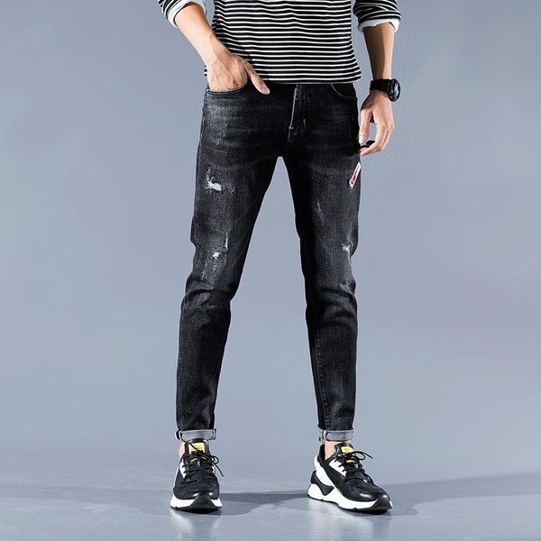 newly designer fashion men jeans retro black slim ripped denim trousers korean elastic patches hip hop pencil pants, Blue
newly designer fashion men jeans retro black slim ripped denim trousers korean elastic patches hip hop pencil pants, Blue