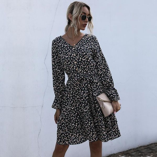 women summer v-neck floral dress boho ladies stylish long sleeve dress party daily wear elegant retro holiday vestidos female, Black;gray
women summer v-neck floral dress boho ladies stylish long sleeve dress party daily wear elegant retro holiday vestidos female, Black;gray