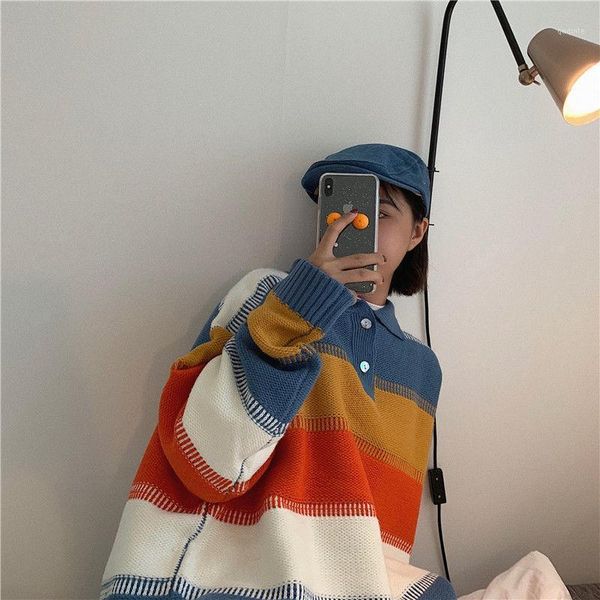 autumn and winter korean version of thick stitching collar striped coat trend loose warmth knit ladies1, Black
autumn and winter korean version of thick stitching collar striped coat trend loose warmth knit ladies1, Black