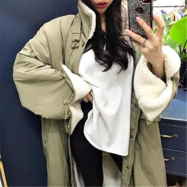 women's down & parkas women lamb wool padded coats winter casual loose stand collar long femme overcoats safari style oversize warm lad, Black
women's down & parkas women lamb wool padded coats winter casual loose stand collar long femme overcoats safari style oversize warm lad, Black