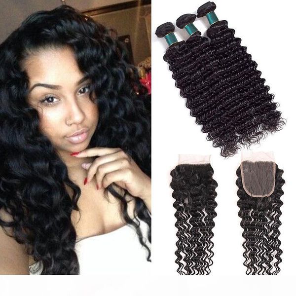 deep wave bundles with closure brazilian virgin human hair weave 3 bundles with 4*4 lace closure hair extensions natural color, Black
deep wave bundles with closure brazilian virgin human hair weave 3 bundles with 4*4 lace closure hair extensions natural color, Black