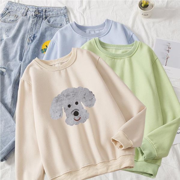 women's hoodies & sweatshirts women's hoodie long sleeve creative cartoon cute dog pattern print casual sweatshirt pullover female, Black
