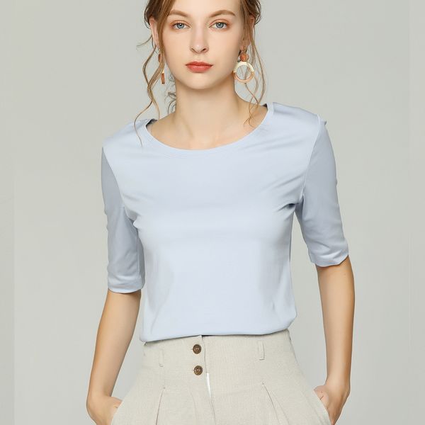 slim knit bottom shirt five - point sleeve european and american trade export order, White
slim knit bottom shirt five - point sleeve european and american trade export order, White