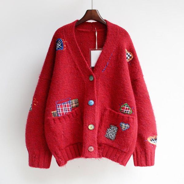 women's knits & tees long cardigans ropa mujer sweater coat 2021 winter women v neck loose korean style patchwork stitch chic, White
women's knits & tees long cardigans ropa mujer sweater coat 2021 winter women v neck loose korean style patchwork stitch chic, White