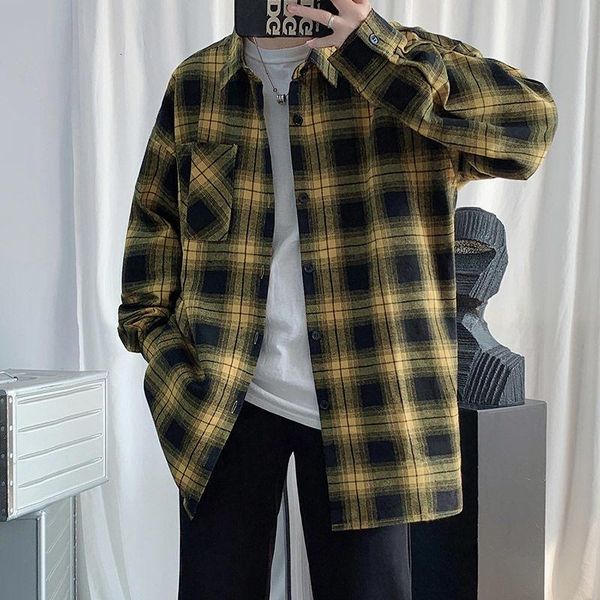 retro plaid long-sleeved shirt mens spring and autumn loose casual coat sports lapel classic jacket male clothing fashion shirts, White;black
retro plaid long-sleeved shirt mens spring and autumn loose casual coat sports lapel classic jacket male clothing fashion shirts, White;black