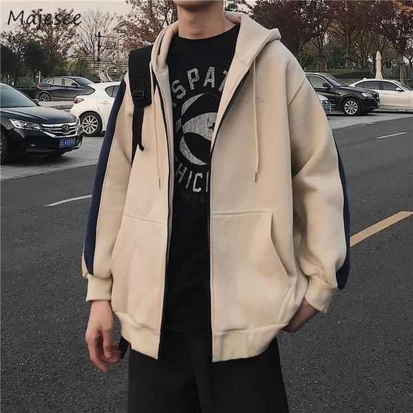 men with hat hoodies patchwork korean style thicken warm males sweatshirts leisure chic trendy loose street outwear all-match1, Black
men with hat hoodies patchwork korean style thicken warm males sweatshirts leisure chic trendy loose street outwear all-match1, Black