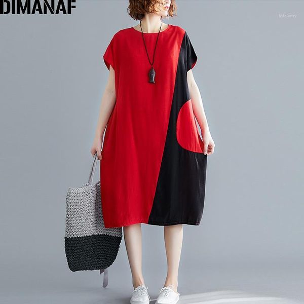 dimanaf plus size women dress fashion patchwork female lady vestidos loose basic dresses summer sundress cotton big size batwing1, Black;gray
dimanaf plus size women dress fashion patchwork female lady vestidos loose basic dresses summer sundress cotton big size batwing1, Black;gray
