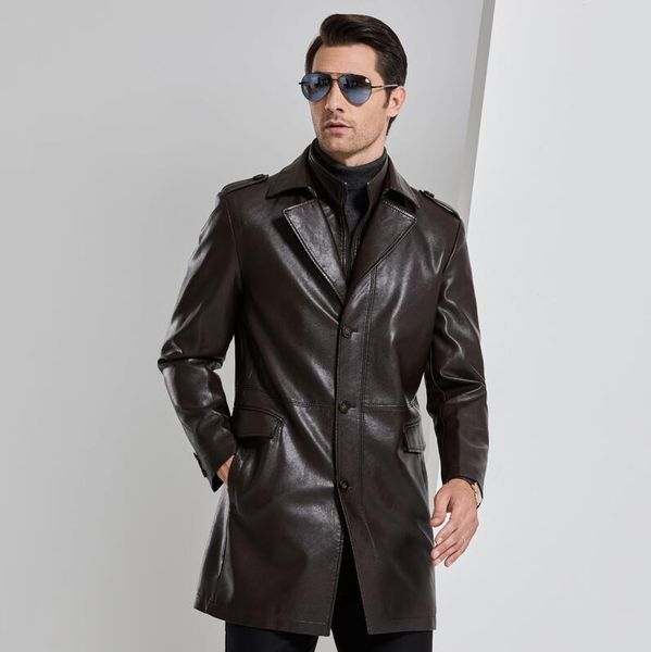 middle aged men's ecological leather windbreaker medium length two typles of collar chinese famous haining suit collar leather, Black
middle aged men's ecological leather windbreaker medium length two typles of collar chinese famous haining suit collar leather, Black
