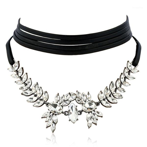 new fashion black leather rope chokers necklaces for women girl luxurious jewelry crystal chockers necklace collier ras du cou1, Golden;silver
new fashion black leather rope chokers necklaces for women girl luxurious jewelry crystal chockers necklace collier ras du cou1, Golden;silver