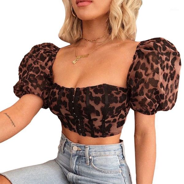 women's t-shirt sweet vintage leopard print short puff sleeve crop women square collar slim fit club fashion t-shirts1, White
women's t-shirt sweet vintage leopard print short puff sleeve crop women square collar slim fit club fashion t-shirts1, White