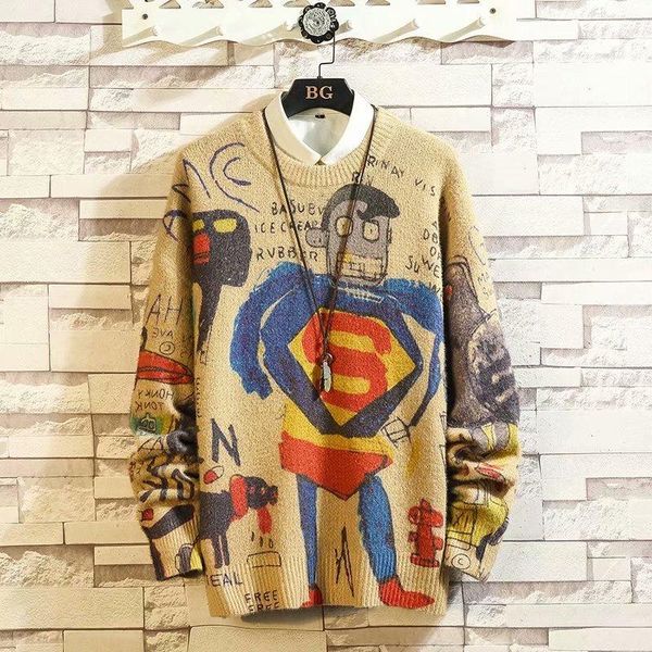 autumn/winter cartoon doodle print sweater men's big size loose students hundred knitwear oversized tide brand hip-hop sweater, White;black
autumn/winter cartoon doodle print sweater men's big size loose students hundred knitwear oversized tide brand hip-hop sweater, White;black