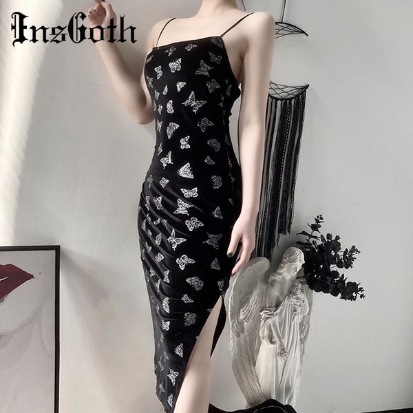 insgoth spaghetti straps bodycon long dress women split sleeveless backless butterfly print party dress female maxi dress y200418, Black;gray
insgoth spaghetti straps bodycon long dress women split sleeveless backless butterfly print party dress female maxi dress y200418, Black;gray