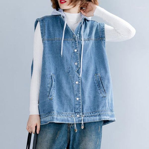 large size female vest solid color literary hooded 2020 spring autumn jacket increase loose denim vest jacket women l1431, Black;white
large size female vest solid color literary hooded 2020 spring autumn jacket increase loose denim vest jacket women l1431, Black;white